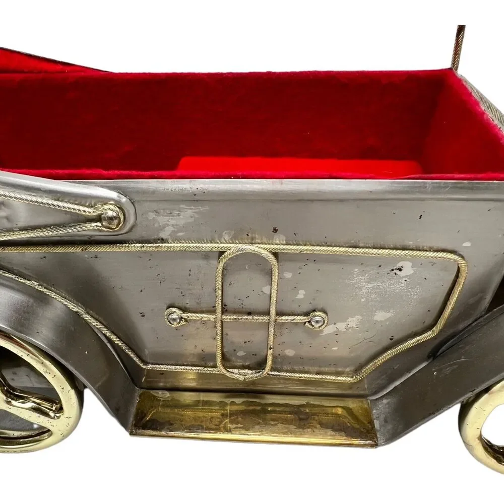 Vtg Golden Crown Canadian Whiskey Music Box Liquor Bar Cadillac Felt Lined Works